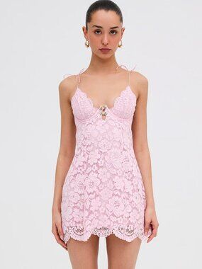 FOR LOVE & LEMONS Creamsicle Lace Slip Dress | Pale Pink | M | NWT